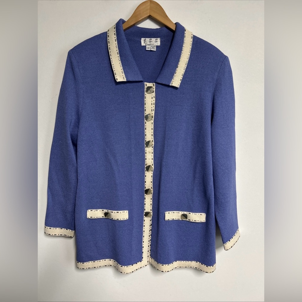 Vintage J.S.S. Women’s 1X Wool Blend Cardigan Artsy‎ Colorful Beaded Cozy Dressy